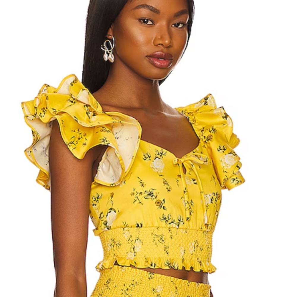 Alice and Olivia Shanae Ruffle Sleeve Top